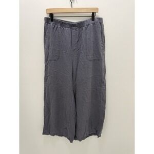 Splendid Gray Linen Lyocell Blend Wide Leg Crop Pants Pull On Elastic Waist XL